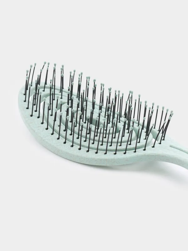 Hair massage comb, 22 cm, vegetable fiber / plastic, green-blue, Zipo, image-4