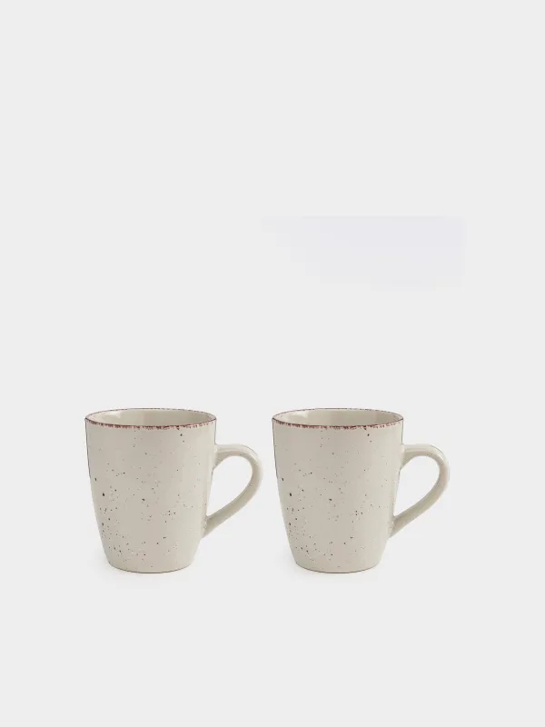Mug, 400 ml, 2 pcs, ceramic, beige, speckled, Speckled, image-2