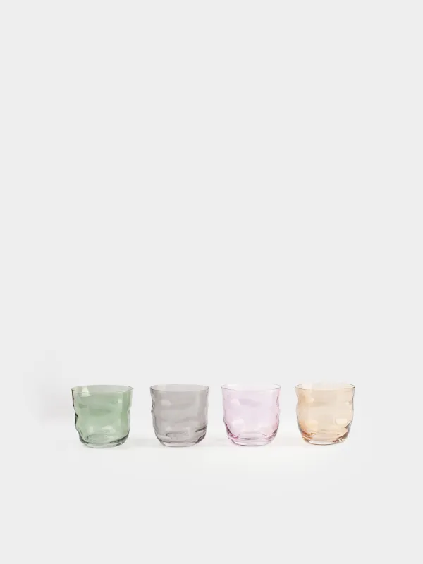 Glass, 8 cm, 270 ml, 4 pcs, glass P, color mix, Crumpled effect, Crumple color, image-5