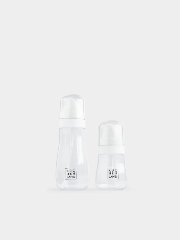 Set of travel bottles, 2 pcs, with dispenser, plastic, white, Basic, image-0
