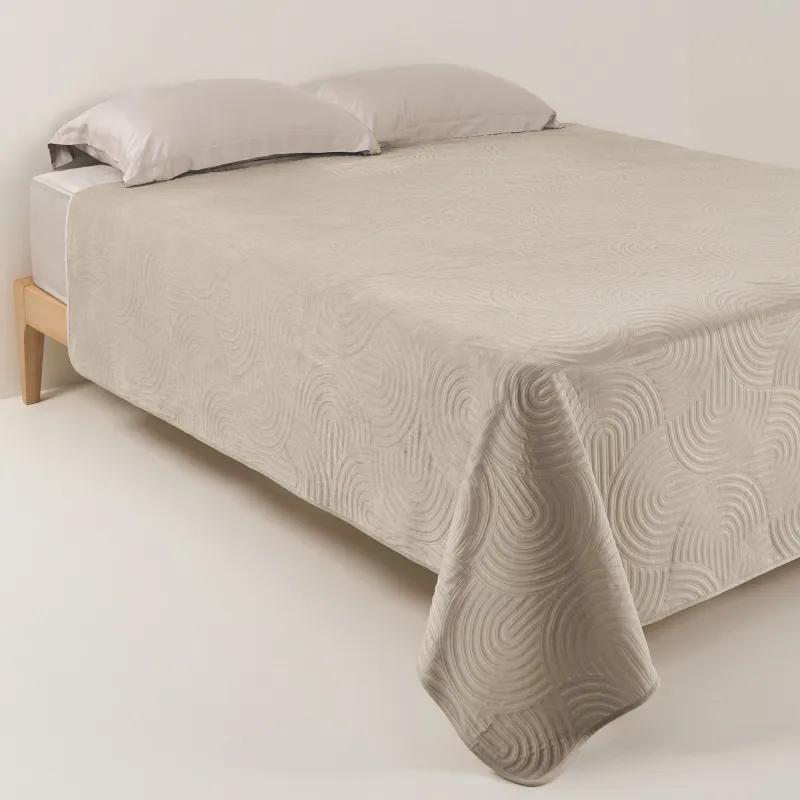 Bedspread, 220x240 cm, quilted, velvet/microfiber, beige, Arch, Arch