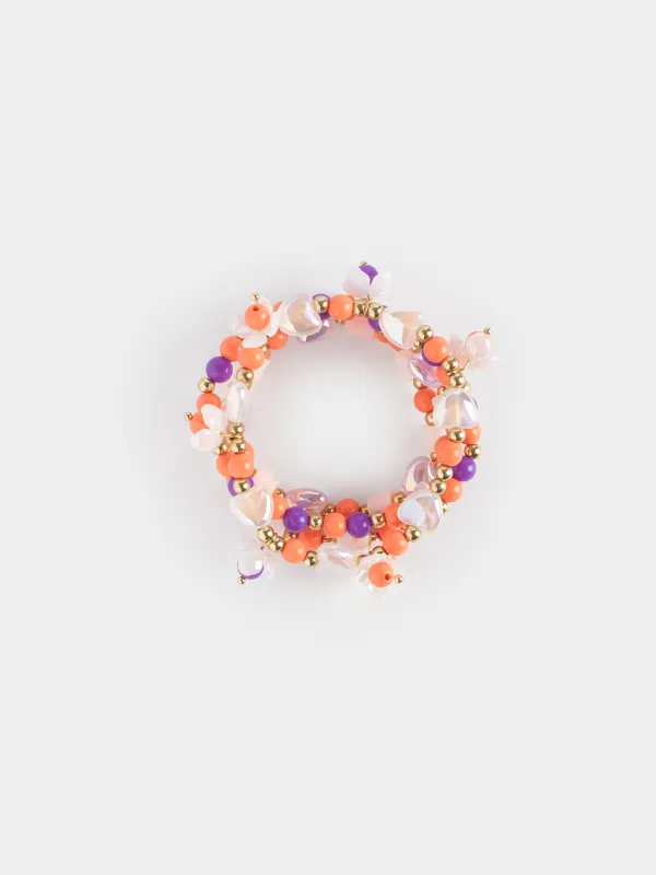Bracelets set, 6 cm, 4 pcs, children's, pink, Beads, Jewelry kids, image-1