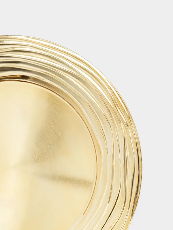 Charger plate, 33 cm, plastic, golden, Waves, plastic wave, image-3
