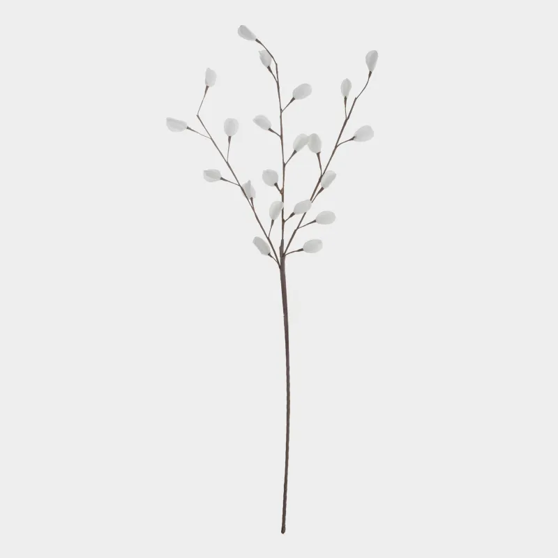 Decorative branch, 1 m, plastic / foam, White leaves, Flower garden, image-0