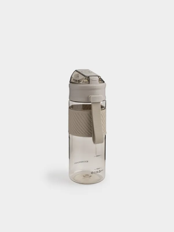 Water bottle, 600 ml, plastic / silicone, Beige, Sport, image-2