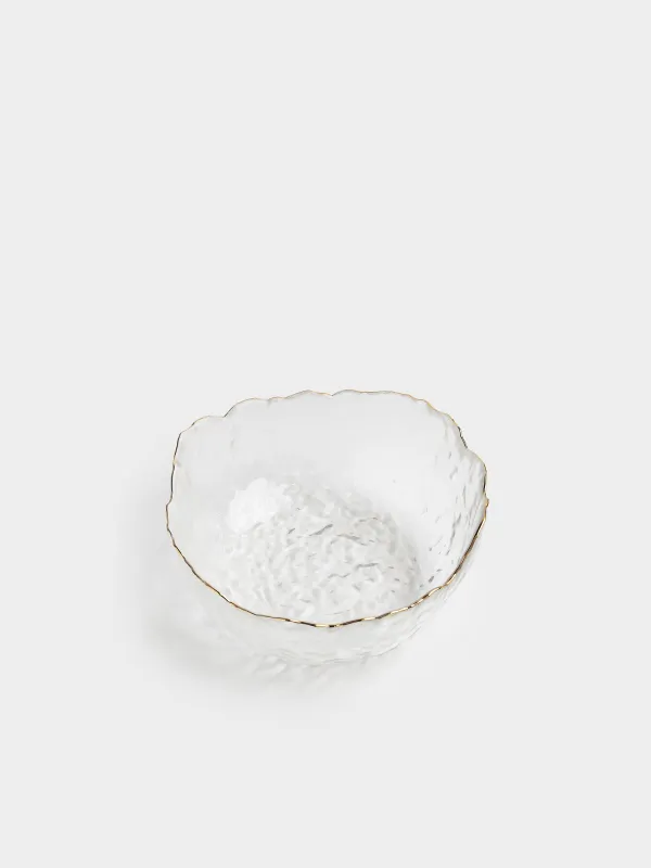 Salad bowl, 17x7 cm, 850 ml, glass, with golden edging, Nautilus gold, image-1