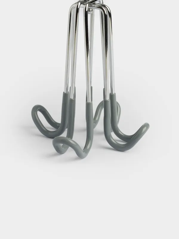 Belt hanger, 18 cm, 4 hooks, Rotating, Coated metal, Grey, Colorful house, image-2