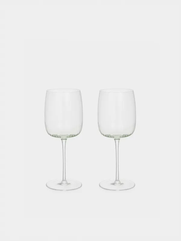 Wine glass, 400 ml, 2 pcs, crystal glass, green, Rofrano, image-0