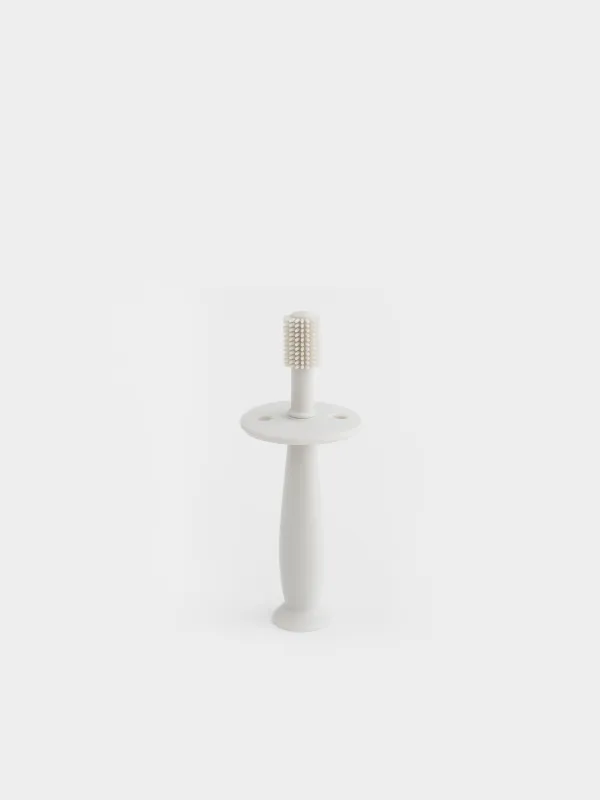 Dental brush with limiter, children's, 12 cm, silicone, beige, Kiddy, image-0