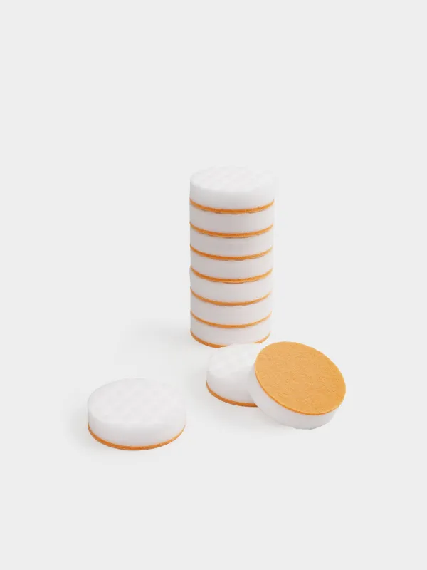 Sponge for cleaning white shoes and soles, 6 cm, 10 pcs, melamine / abrasive, white-beige, Clean, image-0