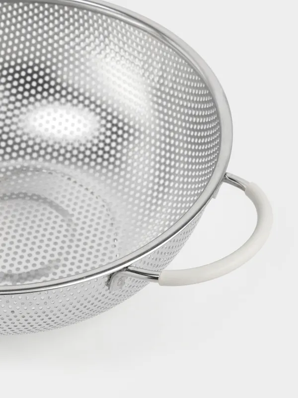 Colander, 25 cm, with two handles, steel / silicone, beige, Sieve, image-2