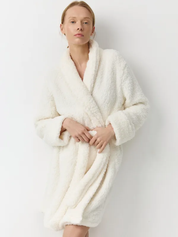 Robe for women, home, R. S, long sleeve, sherpa, milk, lola, image-0