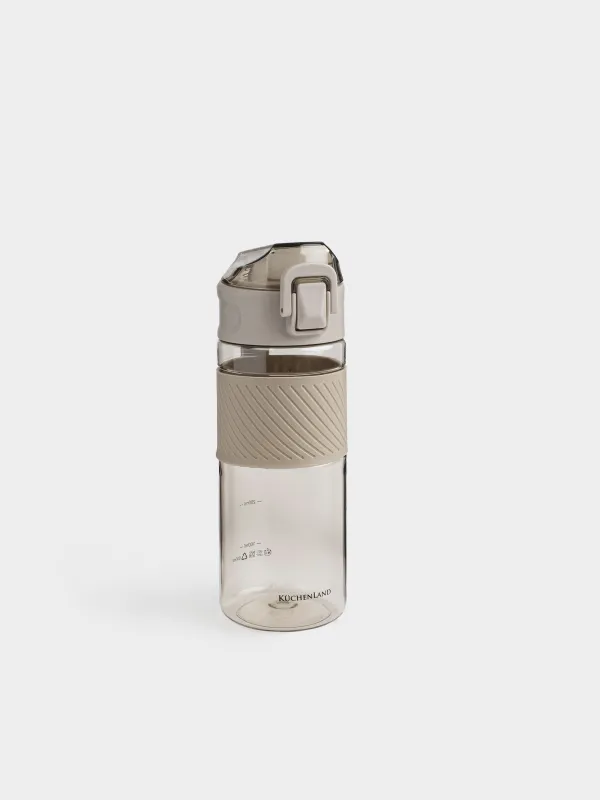 Water bottle, 600 ml, plastic / silicone, Beige, Sport, image-1