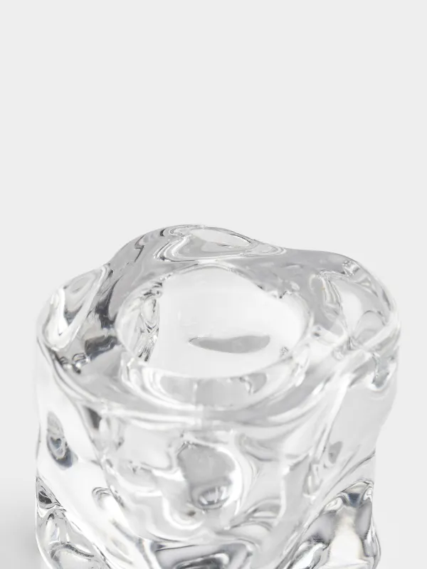 Candle holder, 4 cm, for a thin candle, glass, Concave, image-2