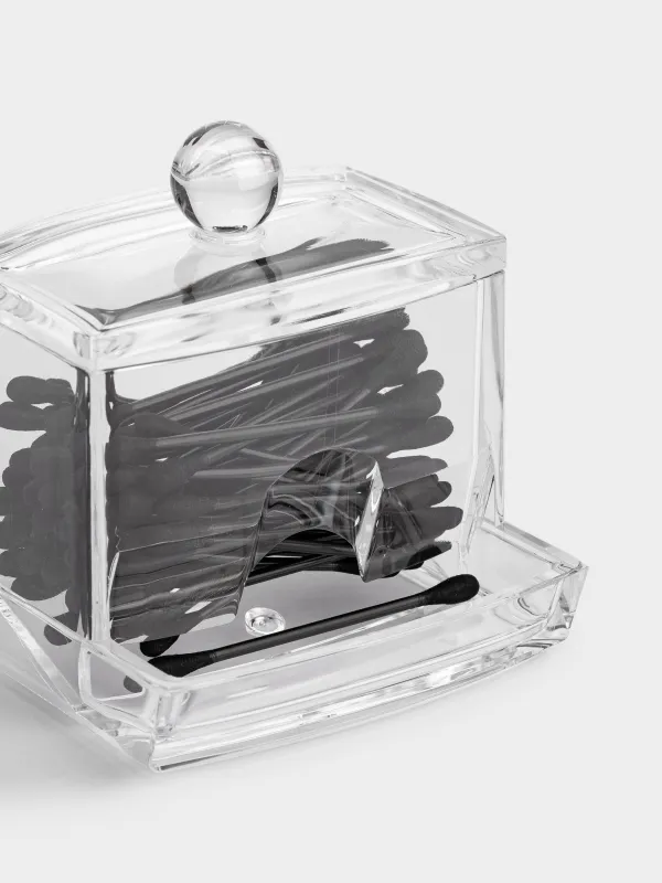 Cotton swab container, 9x10 cm, with lid, plastic, Basic, image-4