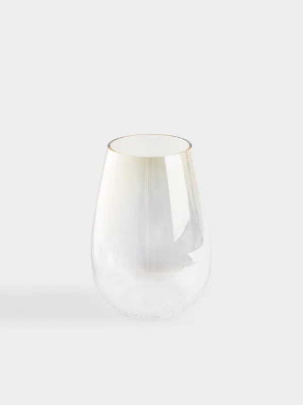Flower vase, 26 cm, glass, beige gradient, Craquelure, Ice, image-0