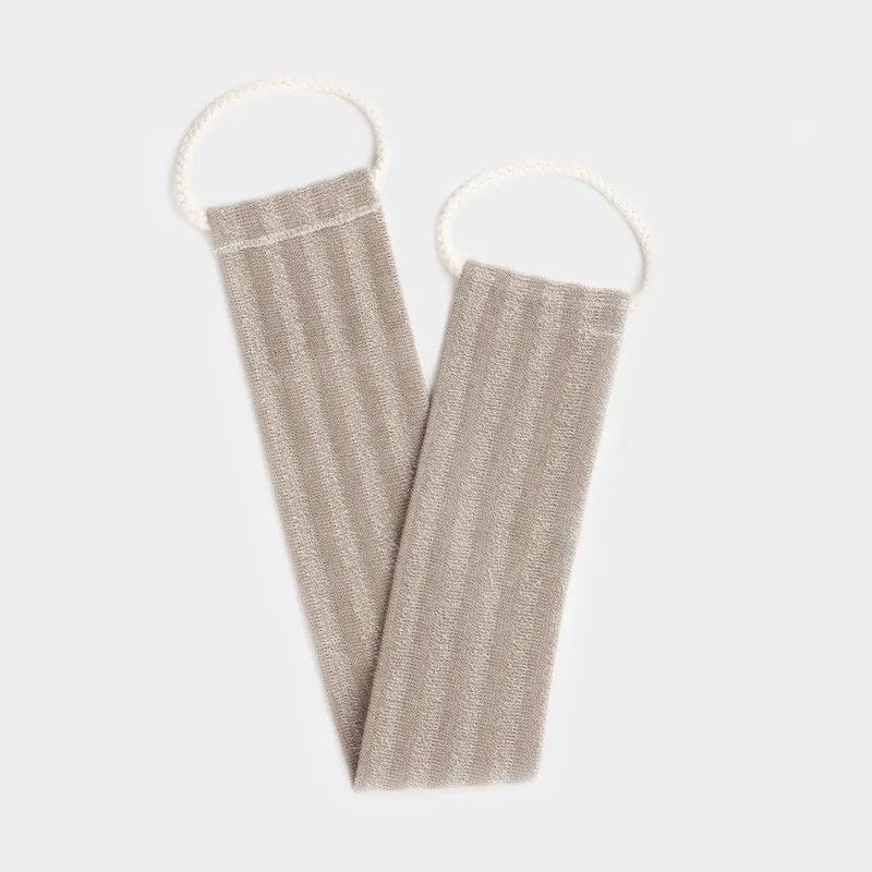 Washcloth-tape for washing the body, 70x10 cm, exfoliating, with handles, polyethylene, beige, Showy