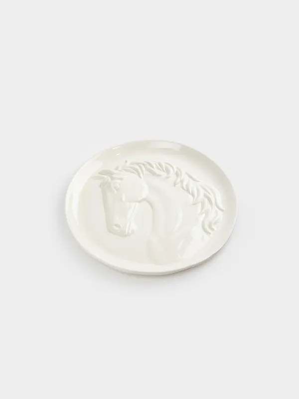 Dish, 24 cm, ceramic, milky, Horse, Horse pattern, image-2