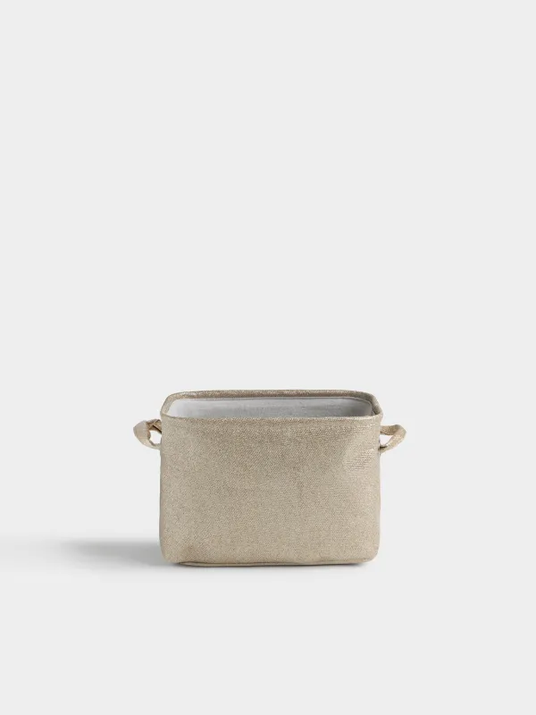 Storage basket, 30x20x20 cm, with handles, Polyester, Rectangular, Golden, Ideally, image-0