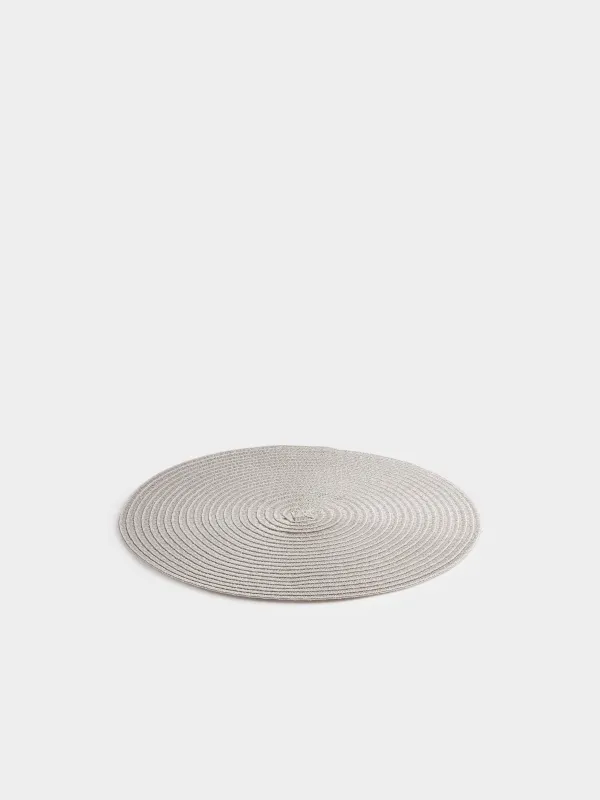 Placemat, 38 cm, polypropylene/PET, Round, Light grey, Basic, image-1