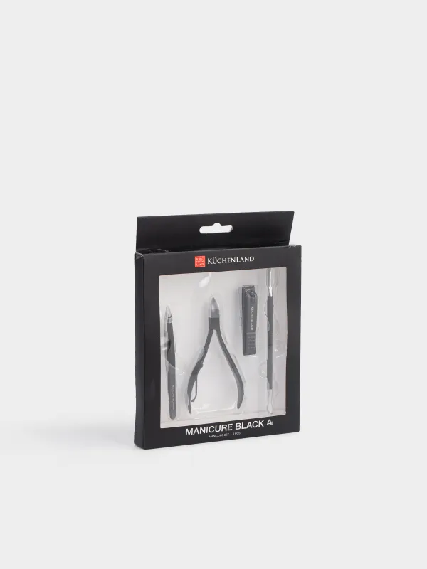 Manicure set, 4 items, steel, black, Manicure black, image-4