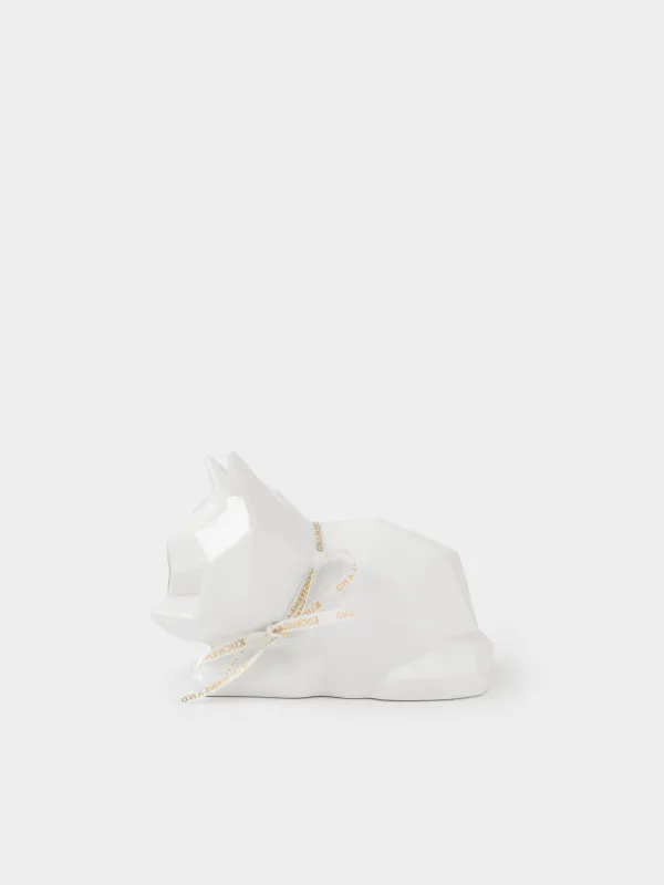 Decorative lamp, 13x9 cm, porcelain, white, Cat, Art modern, image-0