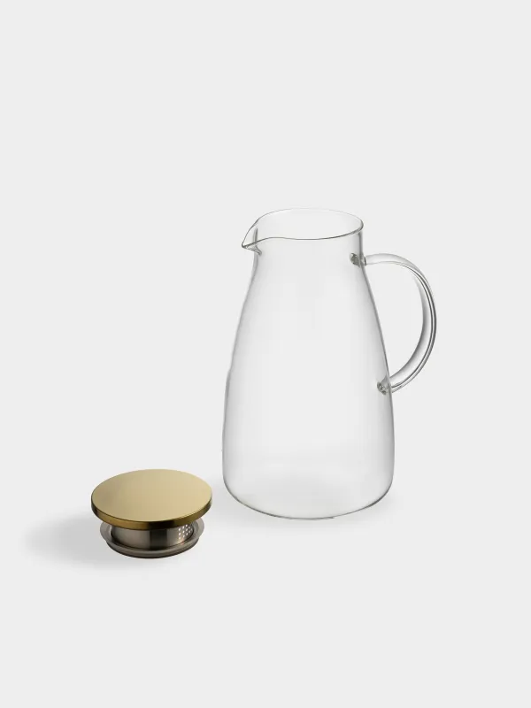 Jug, 2 l, with filter lid, glass B / steel, golden, Classic gold, image-3