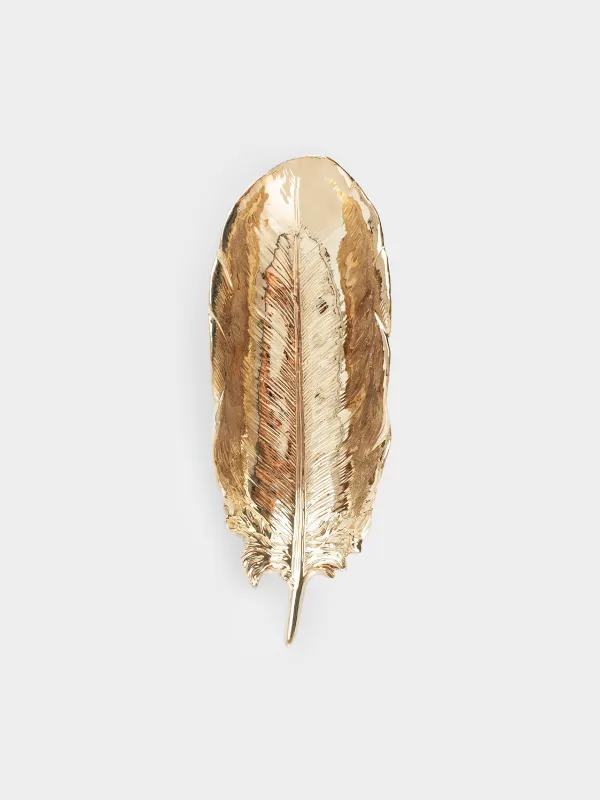 Decorative dish, 35x13 cm, porcelain P, golden, Feather, Royal jungle, image-2