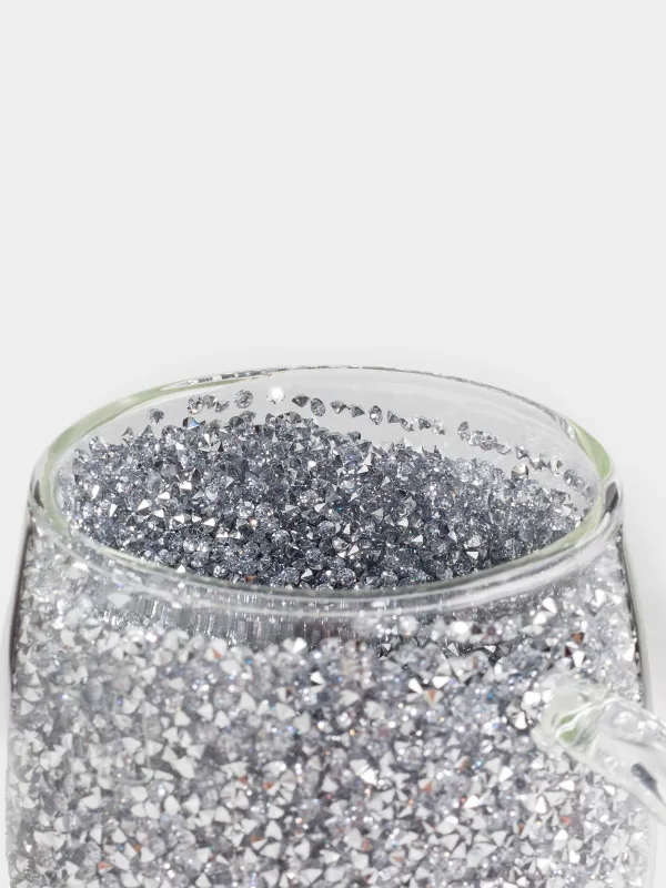 Mug, 330 ml, glass B, with gray crystals inside, Air decor, image-3
