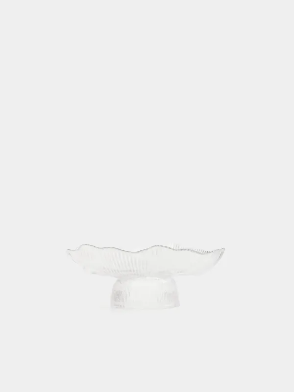 Dish on a leg, 23x9 cm, glass R, with silver edging, Argos silver, image-2