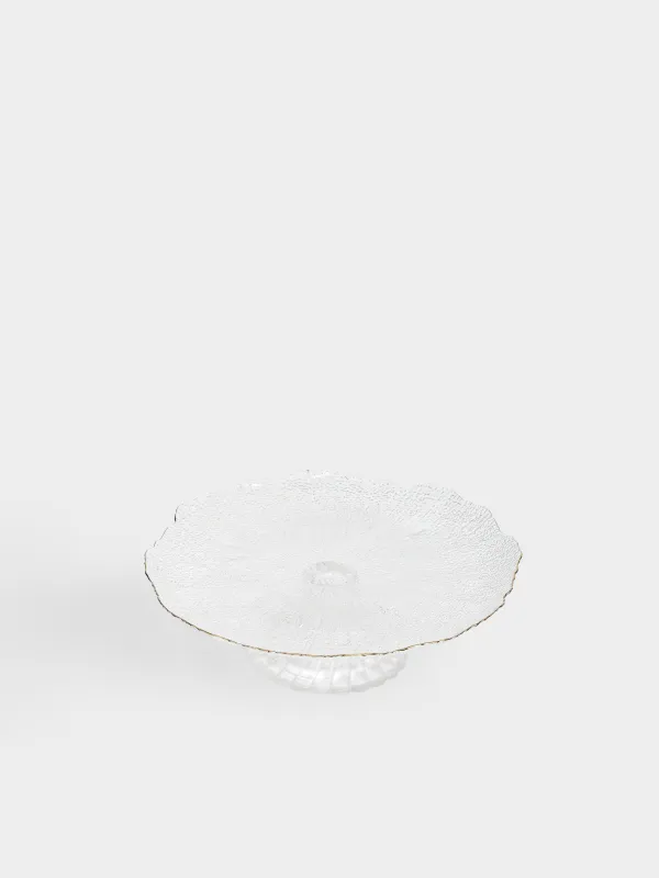 Dish on a leg, 27х8 cm, glass, with golden edging, Berg, image-1