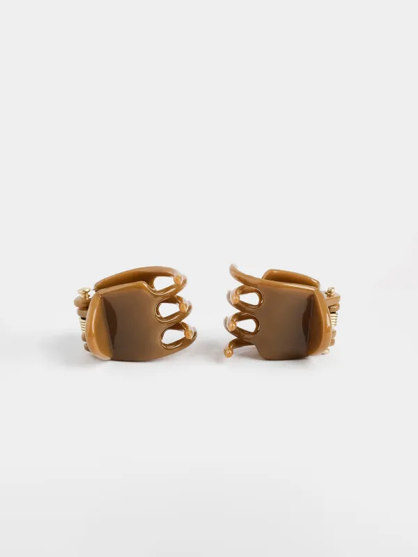 Hair clip, 2 cm, 2 pcs, polypropylene, brown, crab, Basic, image-2