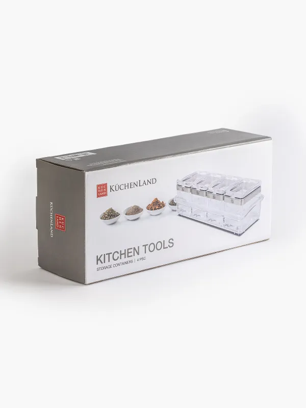 Container, 26x9 cm, 4 pcs, with spoons, on a stand, acrylic / steel, Kitchen tools, image-5
