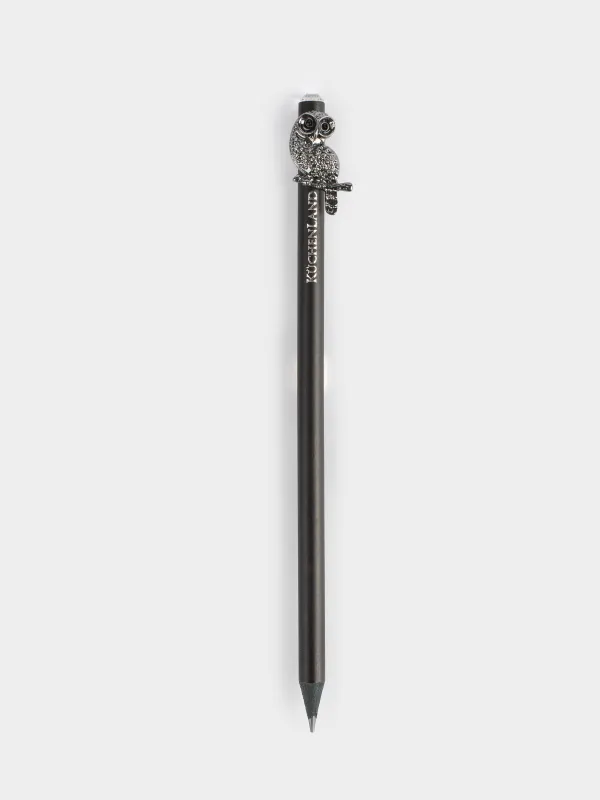 Pencil, 18 cm, black-graphite, with figure, black, Owl, Draw figure, image-0