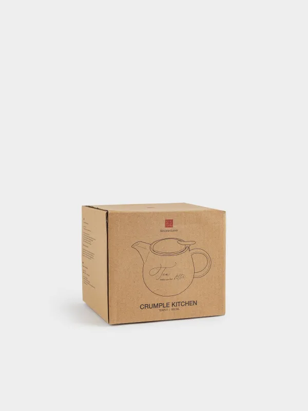 Teapot, 500 ml, porcelain P / steel, milky golden, Crumpled effect, Crumple kitchen, image-6