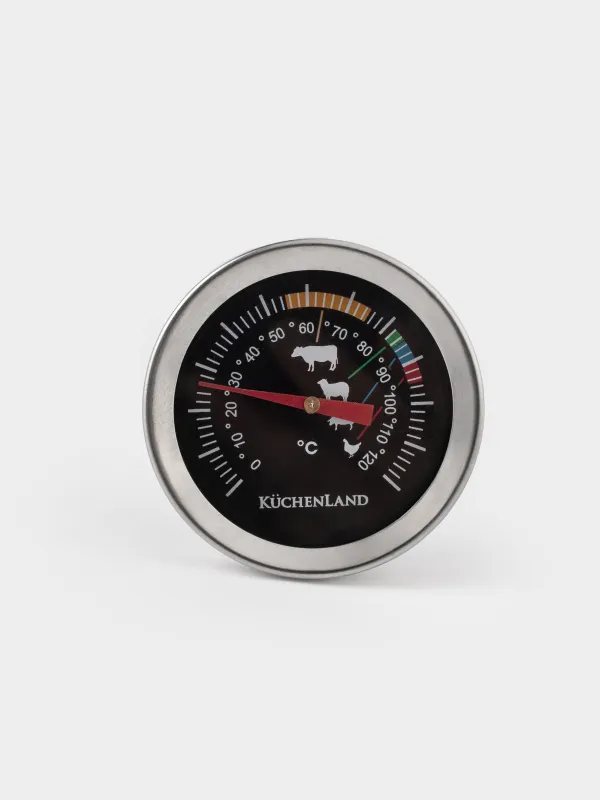 Food thermometer, 12.5 cm, for meat dishes, steel, BBQ, image-2