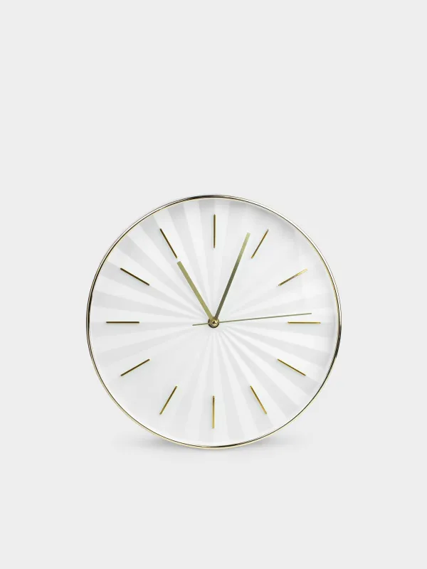 Wall clock, 30 cm, plastic, round, golden white, Fantastic gold, image-0
