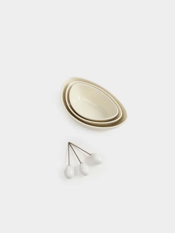 Snack set, 3 items, on a stand, with skewers, porcelain P / wood, Noble tree, image-2