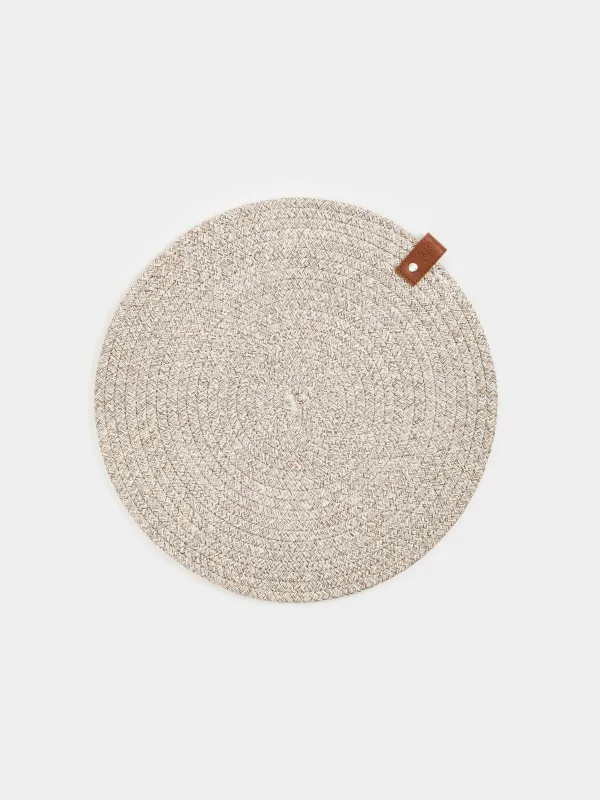 Placemat, 38 cm, polyester / cotton, round, beige-brown, Swivel, image-0