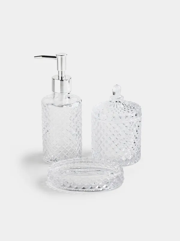 Bathroom set, 3 pr, glass / plastic, Naiad, image-0