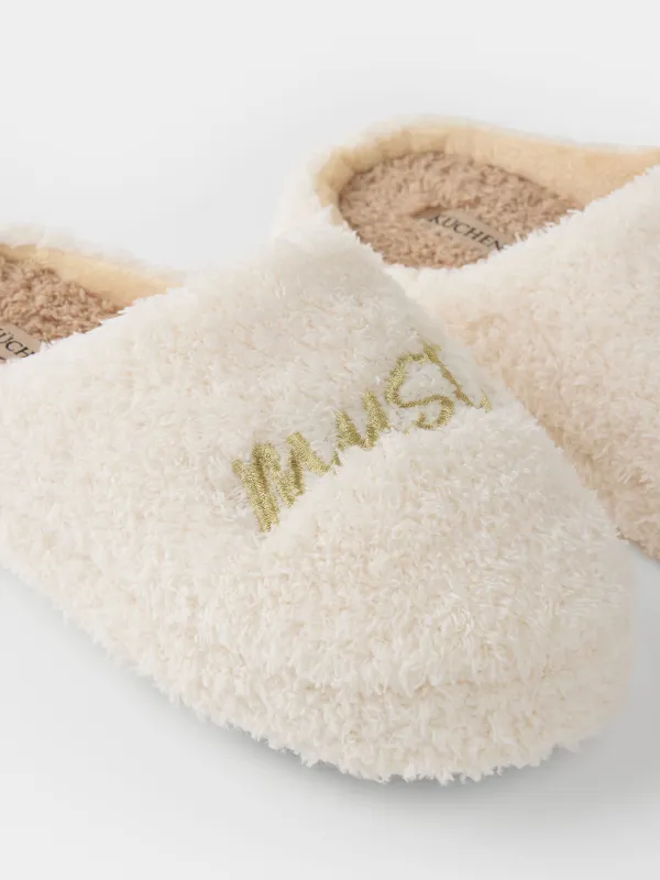Women's slippers, homewear, size 36-37, fleece / nylon, milky brown, Needed, image-2