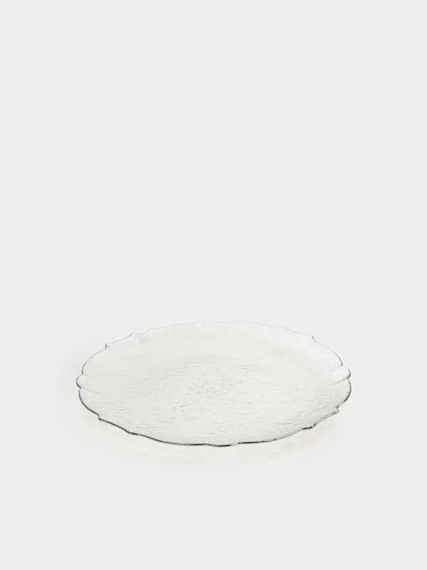 Charger plate, 33 cm, glass, with silver edging, Nautilus silver, image-2