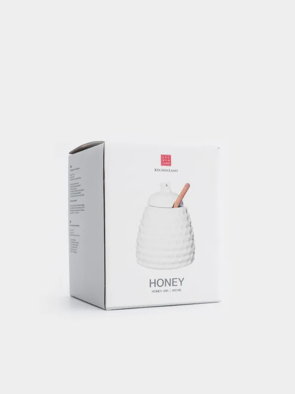 Honey jar, 400 ml, with spoon, porcelain P / Bamboo, Honeycomb, Honey , image-4