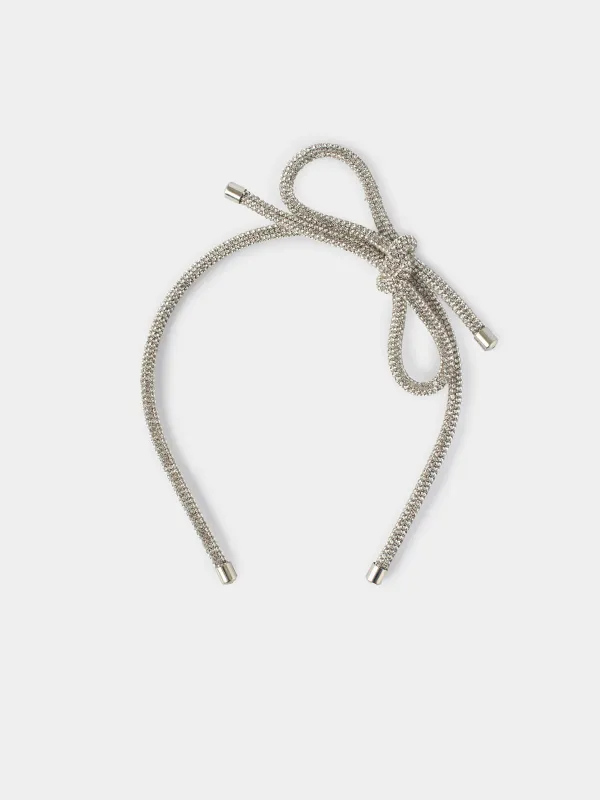 Hair band, 12x14 cm, metal / rhinestones, silver, Jewelry crystal, image-0
