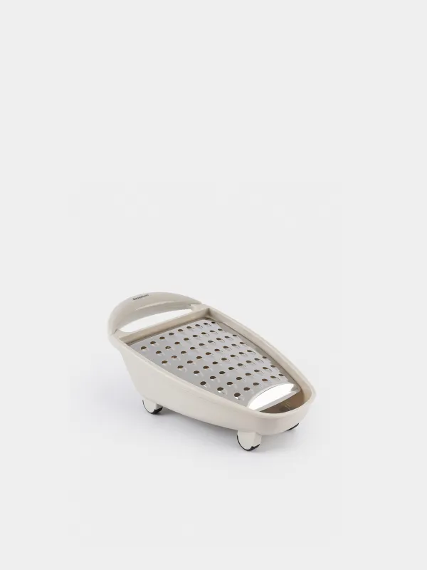 Grater, 26 cm, with container, steel / plastic, light grey, Assist, image-0