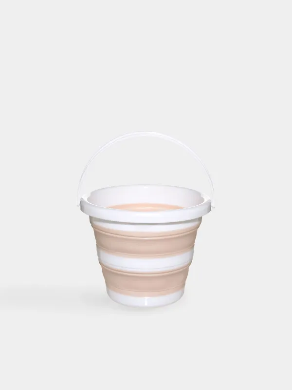 Foldable bucket, 5 l, plastic / rubber, beige-pink, Foldaway, image-0