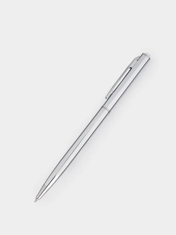 Ballpoint pen, 13 cm, with crystal, metal, silver, Draw, image-2