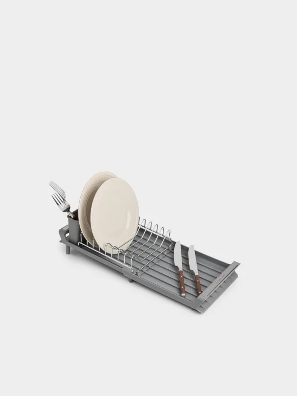 Dish dryer, 28 / 47x20 cm, with sliding tray, steel / plastic, Grey, Drying new, image-4