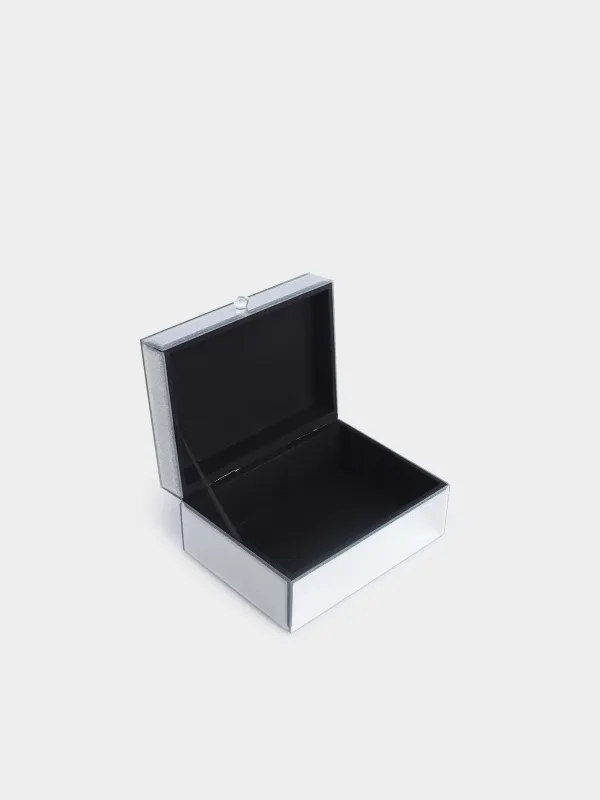 Jewelry box, 20x15 cm, glass, silver, with sparkles, Actress, image-3