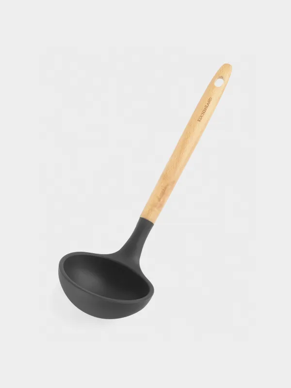 Ladle, 30 cm, silicone / wood, gray, Weekend, image-1